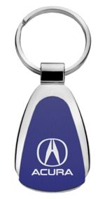 Authentic Acura Blue Logo Metal Chrome Tear Drop Key Chain Ring Fob
