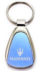 Deluxe Maserati Blue Logo Metal Chrome Tear Drop Key Chain Ring Fob