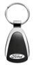 Genuine Ford Logo Metal Black Chrome Tear Drop Key Chain Ring Fob