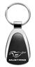 Genuine Ford Mustang Logo Metal Black Chrome Tear Drop Key Chain Ring Fob