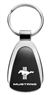 Genuine Ford Mustang Tribar Logo Metal Black Chrome Tear Drop Key Chain Ring Fob