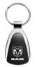 Genuine Dodge Ram Logo Metal Black Chrome Tear Drop Key Chain Ring Fob