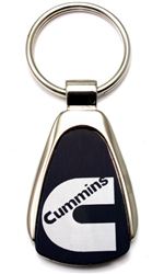 Genuine Dodge Cummins Logo Metal Black Chrome Tear Drop Key Chain Ring Fob