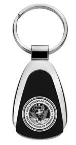 Premium USA Navy Logo Metal Black Chrome Tear Drop Key Chain Ring Fob