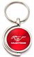 Red Ford Mustang Logo Brushed Metal Round Spinner Chrome Key Chain Ring Spin Fob