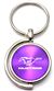 Purple Ford Mustang Logo Brushed Metal Round Spinner Chrome Key Chain Ring Spin