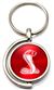 Red Ford Mustang Cobra Logo Brushed Metal Round Spinner Chrome Key Chain Ring