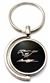 Black Ford Mustang Script Logo Brushed Metal Round Spinner Chrome Key Chain Ring