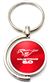 Red Ford Mustang 5.0 Logo Brushed Metal Round Spinner Chrome Key Chain Spin Ring