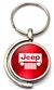 Red Jeep Grille Logo Brushed Metal Round Spinner Chrome Key Chain Spin Ring