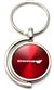 Red Burgundy Dodge Stripes Logo Brushed Metal Round Spinner Chrome Key Chain