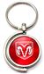 Red Dodge Ram Logo Brushed Metal Round Spinner Chrome Key Chain Spin Ring
