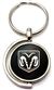 Black Dodge Ram Logo Brushed Metal Round Spinner Chrome Key Chain Spin Ring