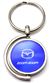 Blue Mazda Zoom-Zoom Logo Brushed Metal Round Spinner Chrome Key Chain Spin Ring