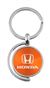 Orange Honda Logo Brushed Metal Round Spinner Chrome Key Chain Spin Ring