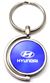 Blue Hyundai Logo Brushed Metal Round Spinner Chrome Key Chain Spin Ring