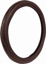 Black Brown Raised Stitch Leather Steering Wheel Cover for Auto-Car-Truck