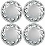 13" Premium Car Vector Silver Wheel/Rim Hub Caps Covers - Set of 4