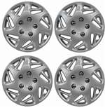 14" Premium Car Silver Wheel/Rim Hub Caps Covers w/Chrome Bolt Nuts - Set of 4