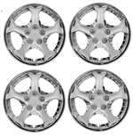 14" Premium Car Chrome 5 Spoke Wheel/Rim Hub Caps Covers w/Bolt Nuts - Set of 4