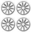 14" Car Silver/Charcoal Wheel/Rim Hub Caps Covers w/ Chrome Bolt Nuts - Set of 4