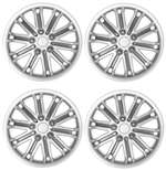 14" Car Silver/Charcoal Wheel/Rim Hub Caps Covers w/ Chrome Bolt Nuts - Set of 4