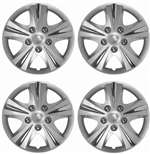 15" Premium Car Silver Wheel/Rim Hub Caps Covers w/Chrome Bolt Nuts - Set of 4