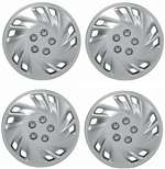 15" Premium Car Silver Wheel/Rim Hub Caps Covers w/Chrome Bolt Nuts - Set of 4