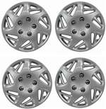 15" Premium Car Silver Wheel/Rim Hub Caps Covers w/Chrome Bolt Nuts - Set of 4