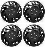 14" Premium Car Black Wheel/Rim Hub Caps Covers w/Chrome Bolt Nuts - Set of 4