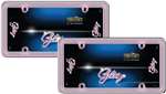 2 Premium Bling Pink Glitter Chrome License Plate Tag Frames for Car-Truck