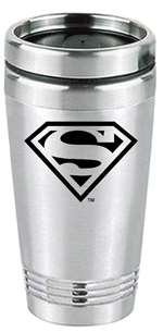 Premium Superman Logo Silver Stainless Steel Travel Coffee Tea Mug Cup Tumbler