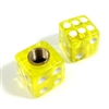 2 Premium Clear Yellow Dice Tire/Wheel Air Stem Valve Caps for Motorcycle-Bike