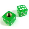 2 Premium Clear Green Dice Tire/Wheel Air Stem Valve Caps for Motorcycle-Bike