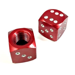 2 Premium Red Burgundy Dice Tire/Wheel Air Stem Valve Caps for Motorcycle-Bike