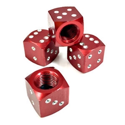 4 Premium Red Burgundy Dice Tire/Wheel Air Stem Valve Caps for Car-Truck-Hot Rod