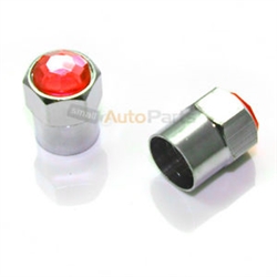 2 Red Diamond Crystals Bling Tire/Wheel Air Stem Valve Caps for Motorcycle-Bike