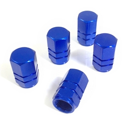 5 Premium Blue Aluminum Tire/Wheel Air Stem Valve Caps for car-truck-hot rod