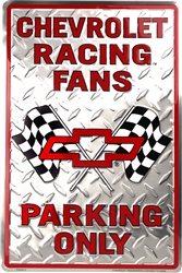 Chevrolet Racing Fans Parking Only Black/Red 8" x 12" Metal Novelty Sign