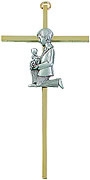 7" Brass Cross - First Communion (Boy)