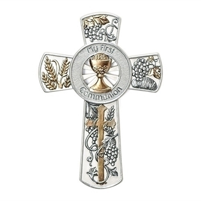 First Communion Wall Cross - 8" (With Chalice)