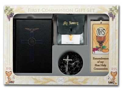 First Communion Gift Set 6-pc Boy Blessed Trinity Missal Edition
