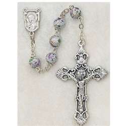 Rosary - 7mm White Cloissonne