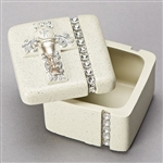 White and Silver First Communion Keepsake Box (1.5"H, 2"W, 2"D)