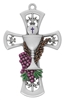 First Communion Wall Cross - 6" Pewter (Chalice with Enamel)