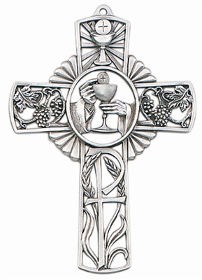 First Communion Cross - 5" Pewter (Host and Chalice)