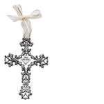 Cross Pewter Filigree 5-in Baby Whi