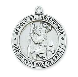 Sterling Silver ST. Christopher Medal on 24" Chain