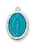 Pendant Sterling Silver Miraculous Medal w/ Blue Enamel