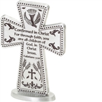 Confirmation Standing Cross 3" Pewter